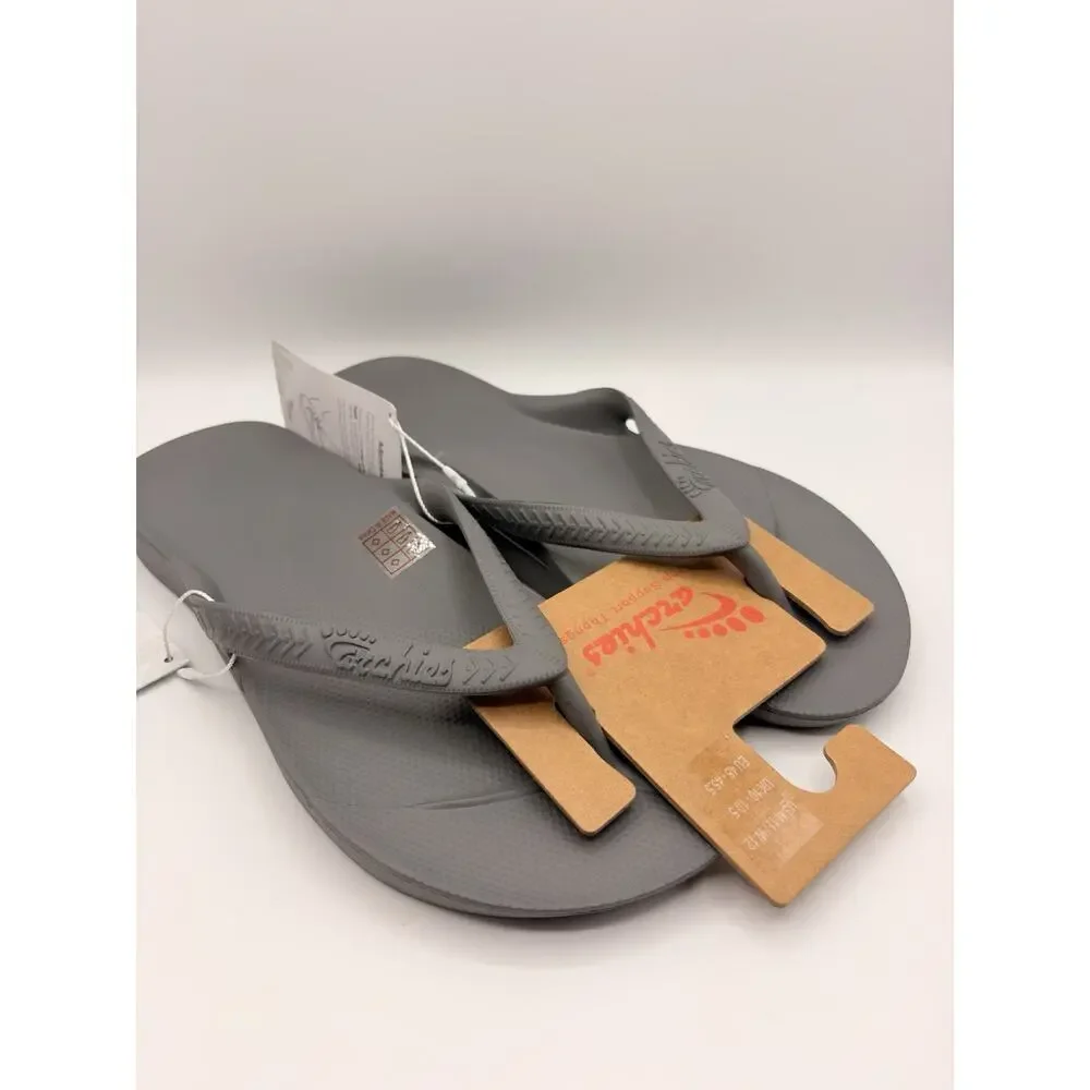 Archies Flip Flops Sandals Unisex Sz US M 11 W 12 Charcoal Gray Arch Support NWT